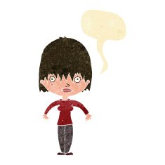 cartoon woman staring with speech bubble N3