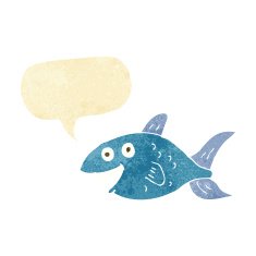 cartoon fish with speech bubble N7