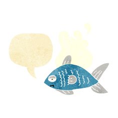 cartoon funny fish with speech bubble N3
