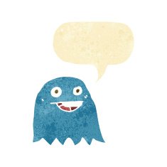 cartoon ghost with speech bubble N3