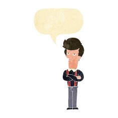 cartoon bored man with speech bubble N5