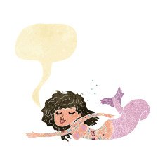 cartoon mermaid with tattoos speech bubble N2