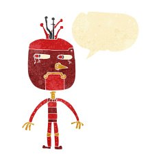 funny cartoon robot with speech bubble N7