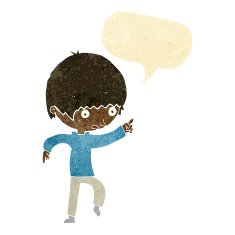 cartoon worried boy pointing with speech bubble N2