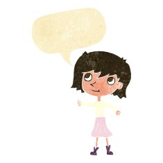 cartoon happy girl with speech bubble N4