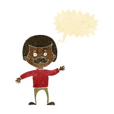cartoon dad waving with speech bubble N2