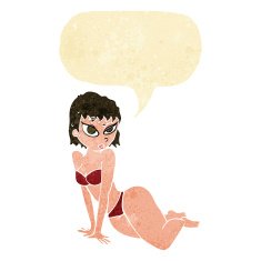cartoon sexy woman in underwear with speech bubble N4