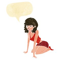 cartoon woman in sexy pose with speech bubble N2
