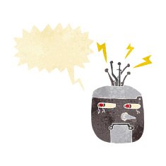 cartoon robot head with speech bubble N6