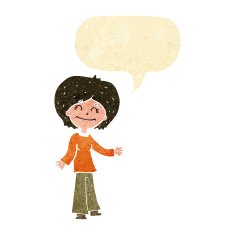 cartoon happy woman with speech bubble N18