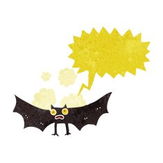 cartoon bat with speech bubble N3