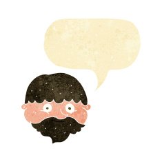 cartoon bearded man with speech bubble N4