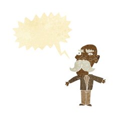 cartoon angry old man with speech bubble N10