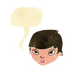 cartoon unimpressed woman with speech bubble