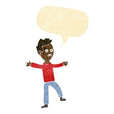 cartoon startled boy with speech bubble N3
