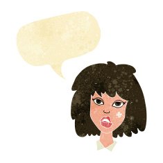 cartoon woman with bruised face speech bubble N2