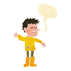 cartoon poor boy with positive attitude speech bubble N2