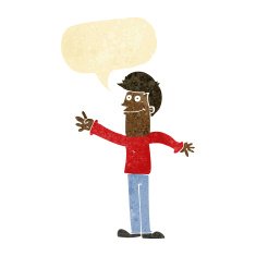 cartoon happy man waving with speech bubble N2