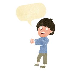 cartoon happy man showing with speech bubble N2