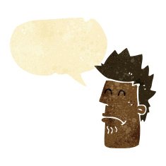 cartoon man feeling sick with speech bubble