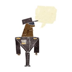 cartoon guard with speech bubble