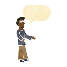 cartoon curious man with speech bubble N6