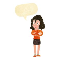 cartoon woman with crossed arms speech bubble N3