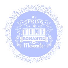 Blue banner with flower ornaments and vintage typography lettering