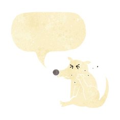 cartoon dog scratching with speech bubble N2