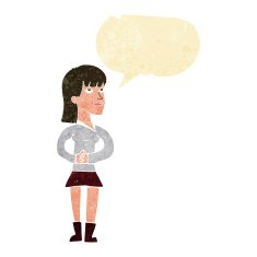 cartoon woman waiting with speech bubble N3