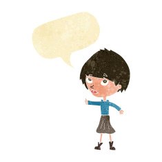 cartoon woman giving thumbs up symbol with speech bubble N2