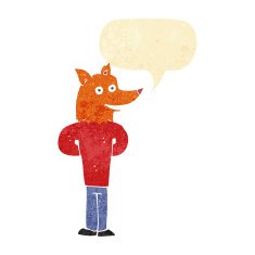 cartoon fox man with speech bubble N3
