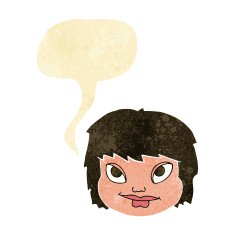 cartoon female face with speech bubble N14