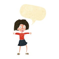 cartoon surprised woman with speech bubble N18