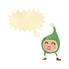 cartoon funny christmas creature with speech bubble