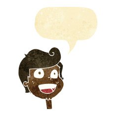 cartoon happy face with speech bubble N5