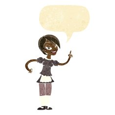 cartoon waitress taking order with speech bubble