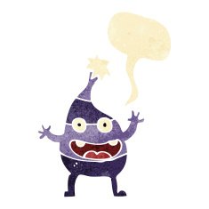 cartoon funny christmas creature with speech bubble N2