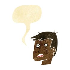 cartoon unhappy face with speech bubble N2
