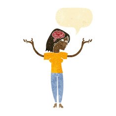 cartoon intelligent woman with speech bubble N2