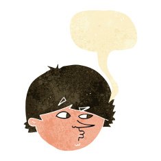 cartoon suspicious man with speech bubble N4