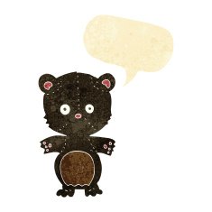 cartoon black bear cub with speech bubble N2