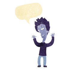 cartoon vampire man with speech bubble N11
