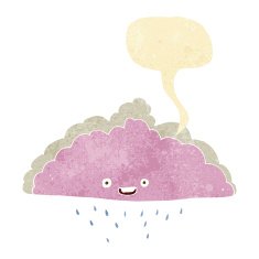 cartoon rain cloud with speech bubble