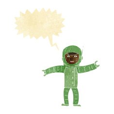 cartoon space man with speech bubble N3