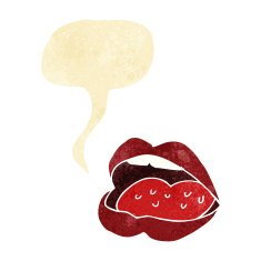 cartoon open mouth with speech bubble