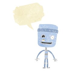 cartoon funny robot with speech bubble N12