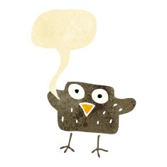 cartoon bird with speech bubble N25