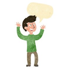 cartoon happy man with speech bubble N29