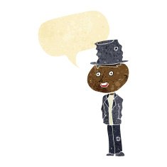 cartoon funny hobo man with speech bubble